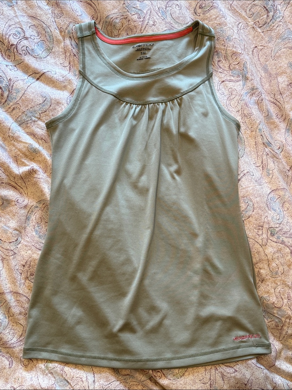 Exofficio Olive Performance Racerback Tank Coral Trim Pastel Green Size Small